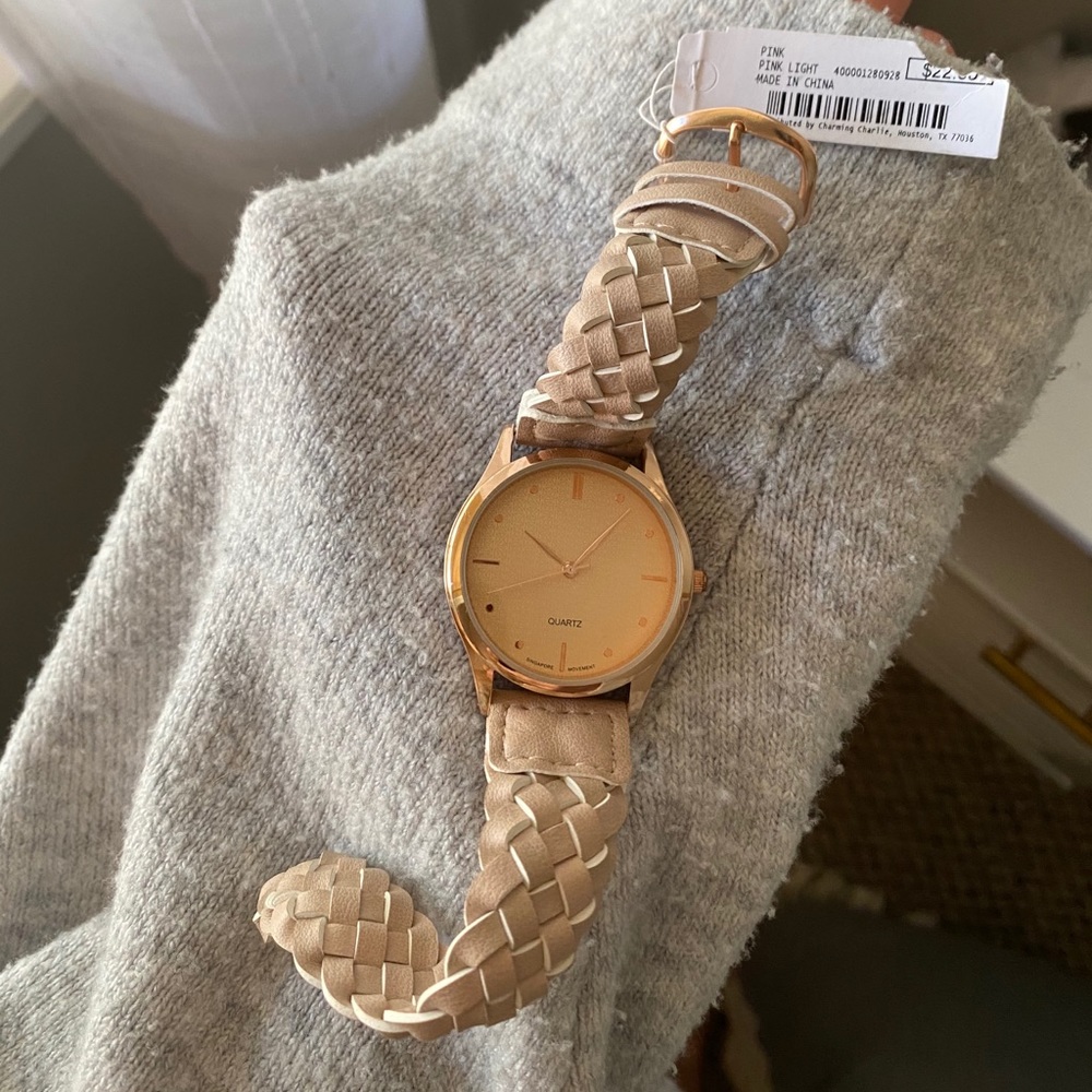 Rose gold braided watch